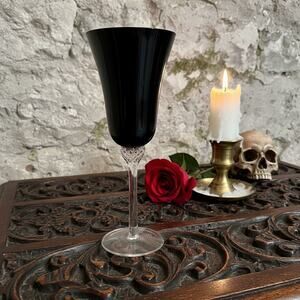 Circleware Black Diamond Crystal Goblets-Set of 4-Gothic Stemware Glasses-Water